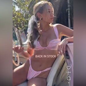 Diving seas Pink Bikini Set - RuchedTop & High-Cut Bottoms-top large& med bottom